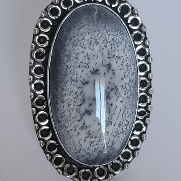 Handmade Sterling Silver Dendritic Agate Ring, Size 7.5 Natural Stone Jewelry - Picture 5 of 14